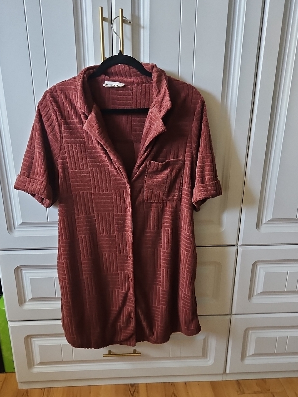 Textured Short-Sleeve Towel Dress
